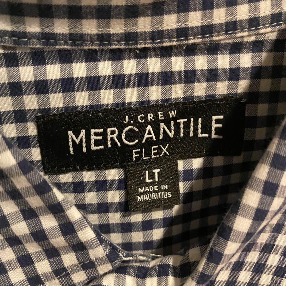 J.Crew gingham navy checkered dress shirt, large tall size, like new